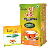 All In One Herbal Lemon Green Tea - Pack Of 4 X 25 Tea Bags | Removes Gastric & Stomach Problems - Low Caffeine, Sugar Less
